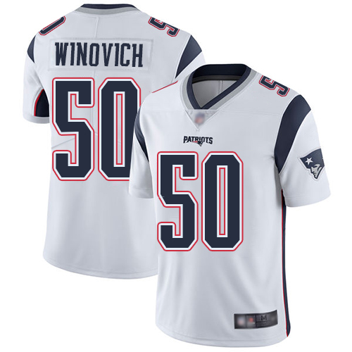 New England Patriots Football 50 Vapor Limited White Men Chase Winovich Road NFL Jersey